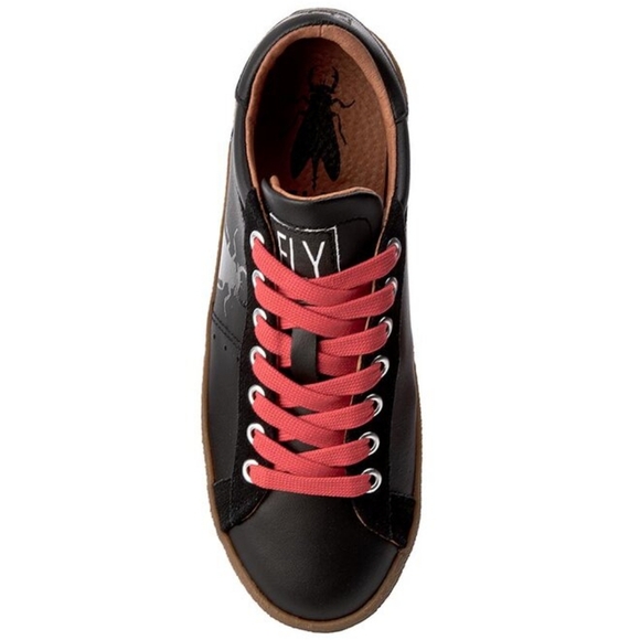 Fly London Black Authentic Genuine Leather Retro Look Sneakers - Picture 2 of 5